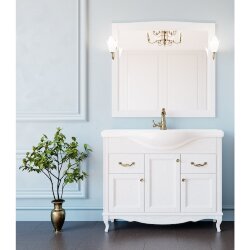 Комплект мебели для ванной ValenHouse Эллина 105 EK105_ББ Белая ручки Бронза