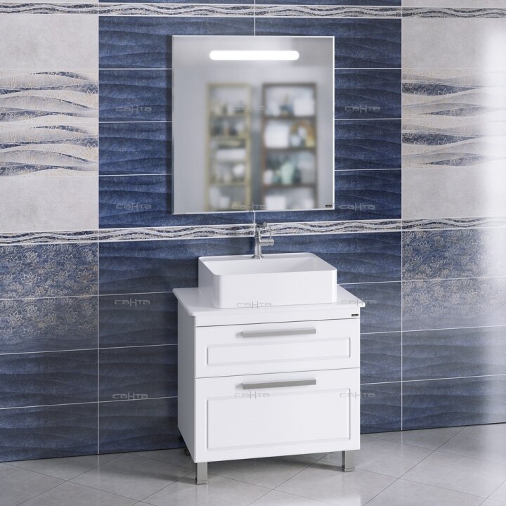 Комплект мебели для ванной Нептун 80 напольный со столешницей
