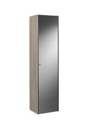 Шкаф-колонна Inspira 40х30х160 см, с внутренней подсветкой, темный дуб, зеркальный фасад, правый, подвесной монтаж, система push-to-open