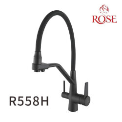 Смеситель для кухни с гибким изливом под фильтр Rose R558H Черный