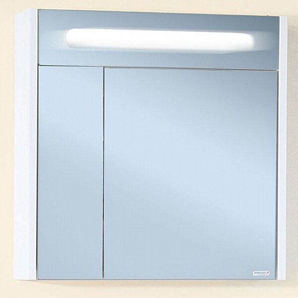 Зеркальный шкаф Бриклаер Палермо 74 с подсветкой корпус Белый глянец