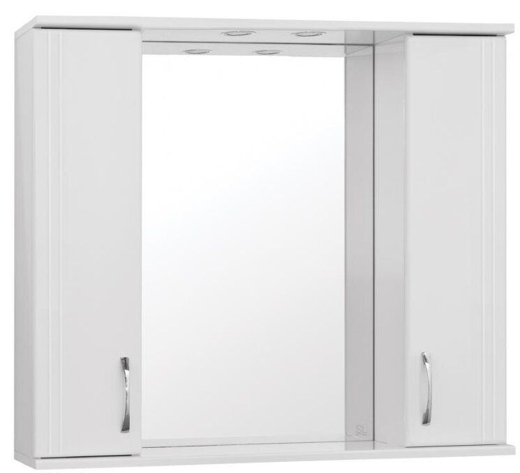 Зеркало со шкафом Style Line Эко стандарт Панда 90 С с подсветкой Белый глянец