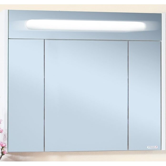 Зеркальный шкаф Бриклаер Палермо 90 с подсветкой Белый глянец