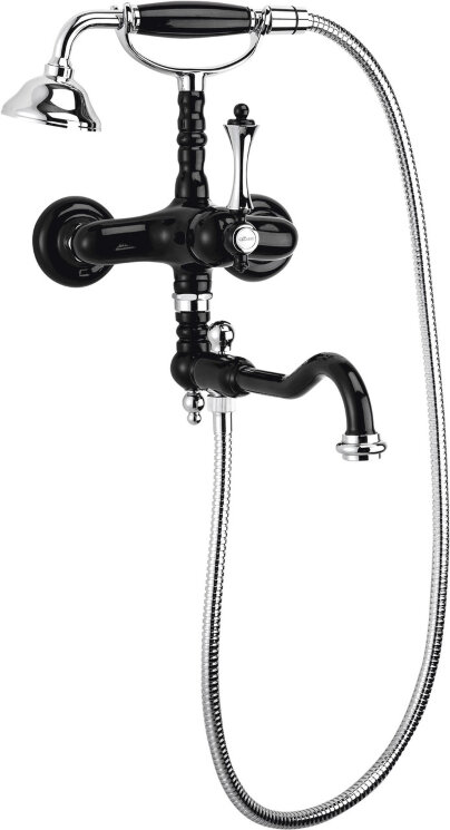 Смеситель для ванны CEZARES MARGOT-VDFM2-NLC глянцевый черный с ручным душем и поворотным изливом