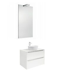 Комплект мебели для ванной Inspira 49,8 см, подвесной, белый блестящий, с 2 ящиками, с подсветкой, подвесной монтаж